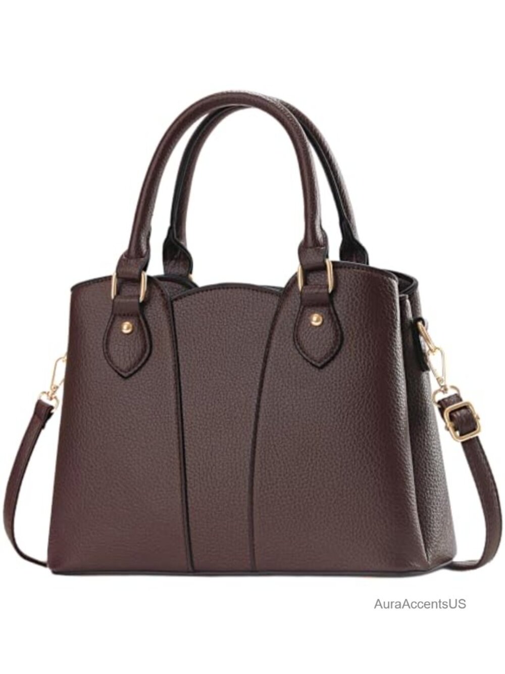 Vegan Leather Crossbody Satchel Tote with Zipper Adjustable Strap